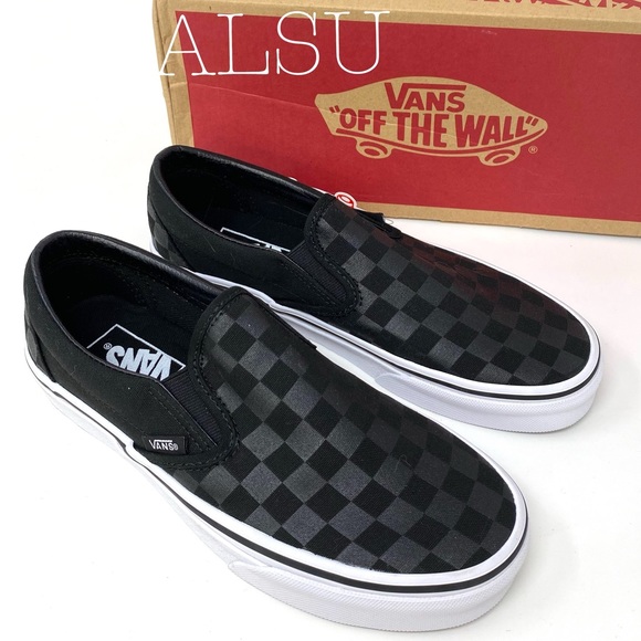 VANS Classic Slip On Checkerboard Black Canvas Low Top Sneaker Mens VN000EYE276 - Picture 3 of 7